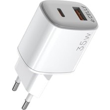 Hd Group Up Tc 35W Duvar Şarj Cihazı – 1x Usb-A ve 1x Usb-C Çıkışlı, Hızlı Şarj Destekli, Taşınabilir ve Güvenli Beyaz Adaptör