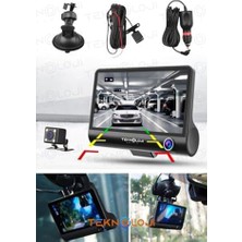 Hd Group Araç Içi Kamera 4'' LCD Ekran 3 Kameralı 170° Geniş Açı 1080P G-Sensör Gece Görüşlü Uyumlu Yol Kayıt