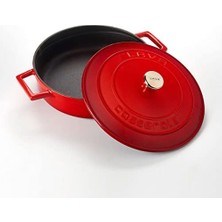 Hd Group Döküm Çok Amaçlı Yayvan Tencere, Trendy, 24CM, Kırmızı