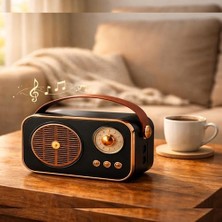 Hd Group Nostaljik Bluetooth Hoparlör Retro Tasarım | 5W Güçlü Ses, USB ve Tf Kart Destekli Taşınabilir Mini Hoparlör | 1200MAH Batarya Speaker