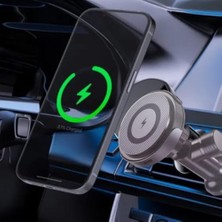 Hd Group Havalandırmaya Takılan Telefon Tutucu Araç Tutucu ve Şarj Magsafe ile Uyumlu Kablosuz Şarj Özellikli Peteğe Takılıp Kilitlenebilen 15W Hızında Hızlı Mıknatıslı Premium Kalite 3A Şarjlı Araç Tutucu 034