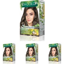 Hd Group Sea Color Amonyaksız, Vegan, Doğal, Besleyici Kalıcı Saç BOYASI%100 Beyaz Kapama (1 Paket 2 x 50 ml Boya & Oksidan) (Yoğun Küllü Açık Kumral 8.11) (4 Paketi)