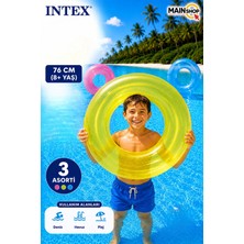 MAİN SHOP Intex Şeffaf Renkli Neon Çocuk ve Yetişkin Deniz Simidi 76 cm 8+ Yaş -Havuz Simidi M- 59260