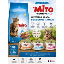 Mito Mix Kedi Maması 1 kg + 3 Adet Yaş Mama 85 Gr. Lık