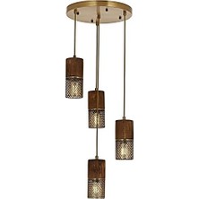 Hd Group AV-60265-4ET Eskitme Kaplama Modern Avize E27 Metal Ahşap 35CM