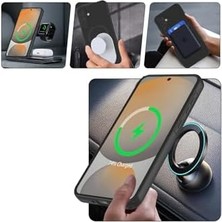 Hd Group - ile Uyumlu Galaxy A26 Kılıf Magsafe ile Uyumlu Halkalı Standlı Içi Kadife Yumuşak Renkli Silikon Kapak - Siyah