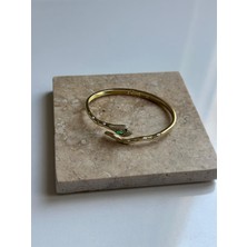 Beyaz Gold Detaylı Yılan Bileklik/kelepçe
