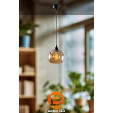 Hd Group LED Modern Camlı Tekli Sarkıt Avize Siyah Metal Gövde E27, SIYAH-020