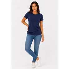 Efnaz Style Basic Tişört Bisiklet Yaka Kısa Kol Günlük Yazlık Slim Fit T-Shirt - Lacivert