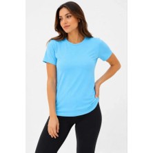 Efnaz Style Basic Tişört Bisiklet Yaka Kısa Kol Günlük Yazlık Slim Fit T-Shirt - Turkuaz