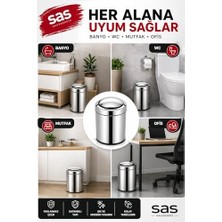 Hd Group 8 Litre Döner Kapaklı Paslanmaz Çelik Banyo & Wc Çöp Kovası 7508, Gri