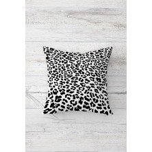 Hd Group Pelangi Siyah Beyaz Leopar Desen Çift Tarafı Baskılı Gizli Fermuarlı Yastık Kılıfı Kırlent Yastık Kılıfı, Siyah-Beyaz 45 x 45