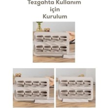 Hd Group 8'li Standlı Baharatlık Seti, Tezgah Üstü ve Duvara Monte, Kilitli Kapak, Şeffaf Kavanozlar, Bpa Içermez, Modern Minimalist, Bej/gri