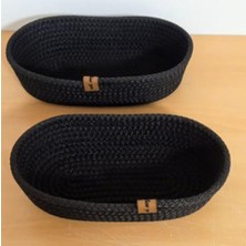 Hd Group 2'li Oval Sepet 25 * 15CM Siyah Ev Hasır Jüt Çok Amaçlı Havlu Düzenleyici Organizer