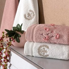 Hd Group Taç Pure Desenli Pamuk Hamam Seti, Pudra Krem, S-M/l-Xl