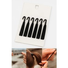 Hd Group Plastik Kancalı Lastik Saç Tokası Seti, Kadın Toka, Toka Organizer, Toka, Kız Çocuk Toka, Kadife Toka 6'lı Set Siyah