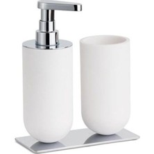 Hd Group 2'li Set Diş Fırçalığı/sıvı Sabunluk Beyaz/krom Renk 206X89X170 mm