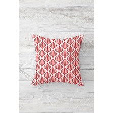 Hd Group Pelangi Kırmızı Geometrik Desen Çift Tarafı Baskılı Gizli Fermuar Yastık Kılıfı Kırlent Koltuk Yastık Kılıfı, Kırmızı 45 x 45