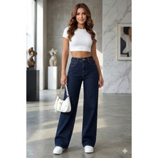 Layal My Beauty Alice Kadın Palazzo Power Likralı Süper Yüksek Bel Salaş Jeans Kot Pantolon