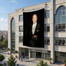 Punto Dizayn Asil Duruşlu Atatürk Poster Bayrak Raşel Kumaş 6x9 metre ATA79