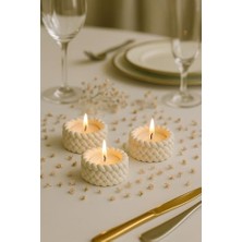 Hd Group Örgü Desenli 3’lü El Yapımı Mumluk Seti – Tealight Uyumlu Modern & Doğal Dekoratif Aksesuar + Tealight Mum Hediyeli