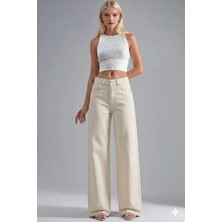 Layal My Beauty Alice Kadın Palazzo Power Likralı Süper Yüksek Bel Salaş Jeans Kot Pantolon