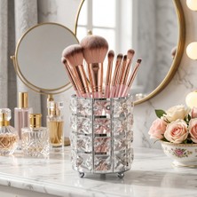 YNSK Luxury | Cristella | Lüks Masaüstü Kalemlik, Makyaj Fırçalığı, Organizer, Düzenleyici, Mum Tutucu Eskitme (12 Cm)