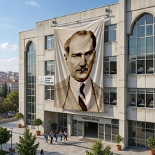 Punto Dizayn Sivil Mustafa Kemal Atatürk Poster Bayrak Raşel Kumaş 6x9 Metre ATA34