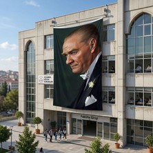 Punto Dizayn Sivil Mustafa Kemal Atatürk Portre Poster Bayrak Raşel Kumaş 6x9 Metre ATA50