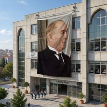 Punto Dizayn Gazi Mustafa Kemal Atatürk Yan Portre Poster Bayrak Raşel Kumaş 6x9 metre ATA58