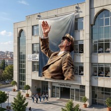 Punto Dizayn Göğe Bakan Atatürk.atatürk Portresi Poster Bayrak Raşel Kumaş 6x9 Metre ATA73