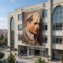 Punto Dizayn Sivil Gazi Mustafa Kemal Atatürk Yan Portre Poster Bayrak Raşel Kumaş 6x9 metre ATA8
