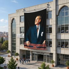 Punto Dizayn Istikbal Göklerdedir Atatürk Portresi Poster Bayrak Raşel Kumaş 6x9 metre ATA32