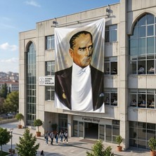 Punto Dizayn Sivil Takım Elbiseli Atatürk Poster Bayrak Raşel Kumaş 6x9 metre ATA23