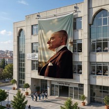 Punto Dizayn Mustafa Kemal Atatürk Yan Portre Poster Bayrak Raşel Kumaş 6x9 Metre ATA71
