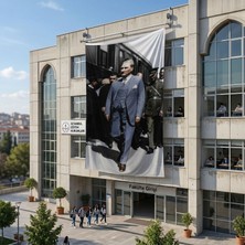 Punto Dizayn Yürüyen Atatürk Portresi Poster Bayrak Raşel Kumaş 6x9 Metre ATA77
