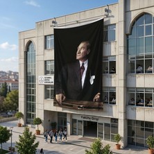 Punto Dizayn İstikbal Göklerdedir Atatürk Portresi Poster Bayrak Raşel Kumaş 6x9 metre ATA10