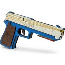Qlayer Ahşap Cs:go Oyuncak Tabanca - Mekanik Lastik Atan Maket Silah