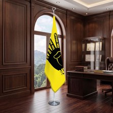 Punto Dizayn Rabia -Tek Vatan -Devlet -Bayrak -Millet Direkli - Altın Saçaklı Saten Makam Bayrağı Seti (Krom Direk)