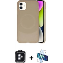 Marsilyan™- iPhone 11 Kılıf Ufuk Serisi - Siyah 3D Antistatik Seramik Nano Ekran Koruyucu + Mavi Pvd Metal Kamera Lens