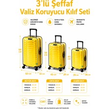 Trink Çanta Neon * Sarı   *  Şeffaf Valiz Koruyucu Kılıf ve Bavul Koruyucu Kılıf - 3'l Ü Set ( Büyük +Orta + Kabin )
