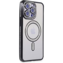 Zemira Home Newface Apple iPhone 15 Pro Max Kılıf Joke Simli Magneticsafe Kılıf - Siyah
