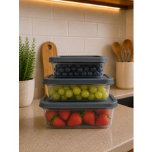 Nestora Kitchen Trendy 3'lü Saklama Kabı Seti (0,4 L + 0,74 + 1,2 L) 2,34 L