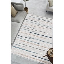 Pelura Halı Modern Çizgili Baskılı Halı Makinede Yıkanabilir Kaymaz Taban Oturma Odası Salon ve Yolluk Halı