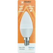 Avarson (1 adet) Osaka 7W (50W) Beyaz Işık (6500K) E14 Duylu (Ince Duy) LED Mum Ampul