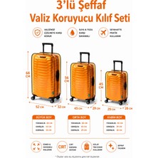Trink Çanta Neon * Turuncu  *  Şeffaf Valiz Koruyucu Kılıf ve Bavul Koruyucu Kılıf - 3'l Ü Set ( Büyük +Orta + Kabin )