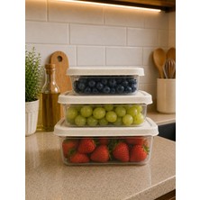 Nestora Kitchen Trendy 3'lü Saklama Kabı Seti (0,4 L + 0,74 + 1,2 L) 2,34 L