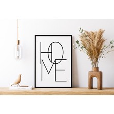 Ikanwoods Siyah Home Yazılı Ahşap Mdf Çerçeve Görünümlü Dekoratif Mdf Tablo