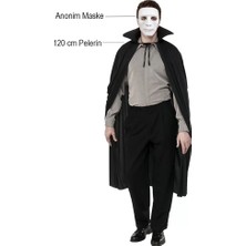 Renas Store Üreticiniz Siyah Renk Yakalı 120 cm Pelerin ve Beyaz Anonim Maske