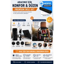 Pixue Premium Ikili Koltuk Arkası Organizer + Araç Ön Cam Güneşlik Şemsiye + Numaratör Hediyeli